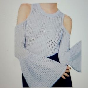 BCBGMAXAZRIA "Lucia"  Cold Shoulder Blue-Gray Sweater sz S